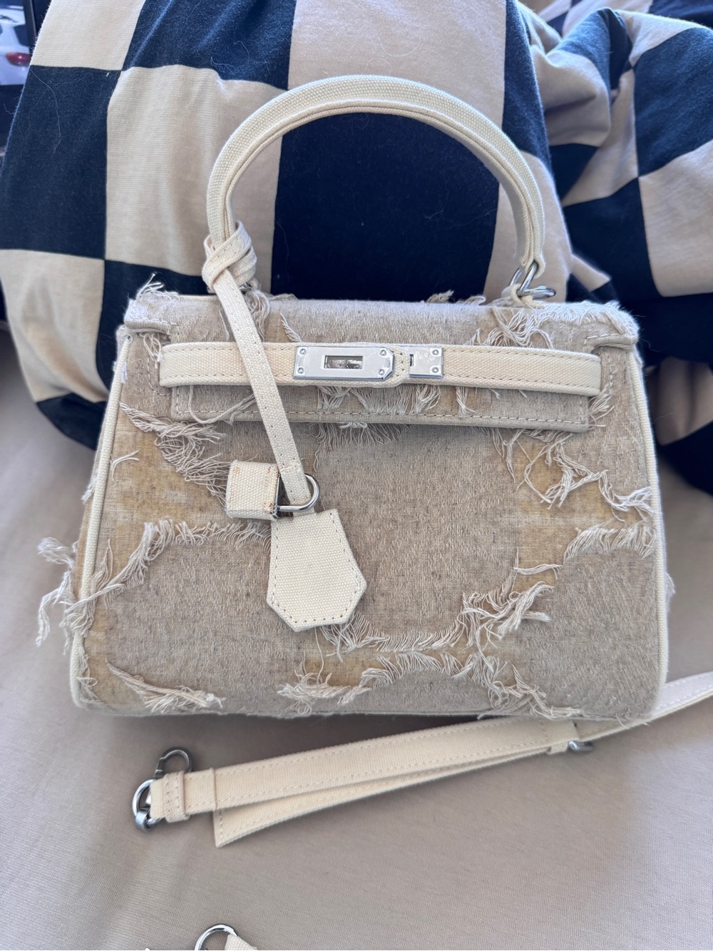 Mini Kelly Style Canvas Crossbody Bag